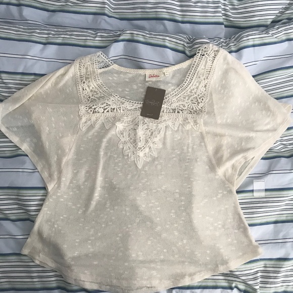 NWT! Deletta (Anthro) Ivory Lace shtslv sweater - Picture 4 of 4